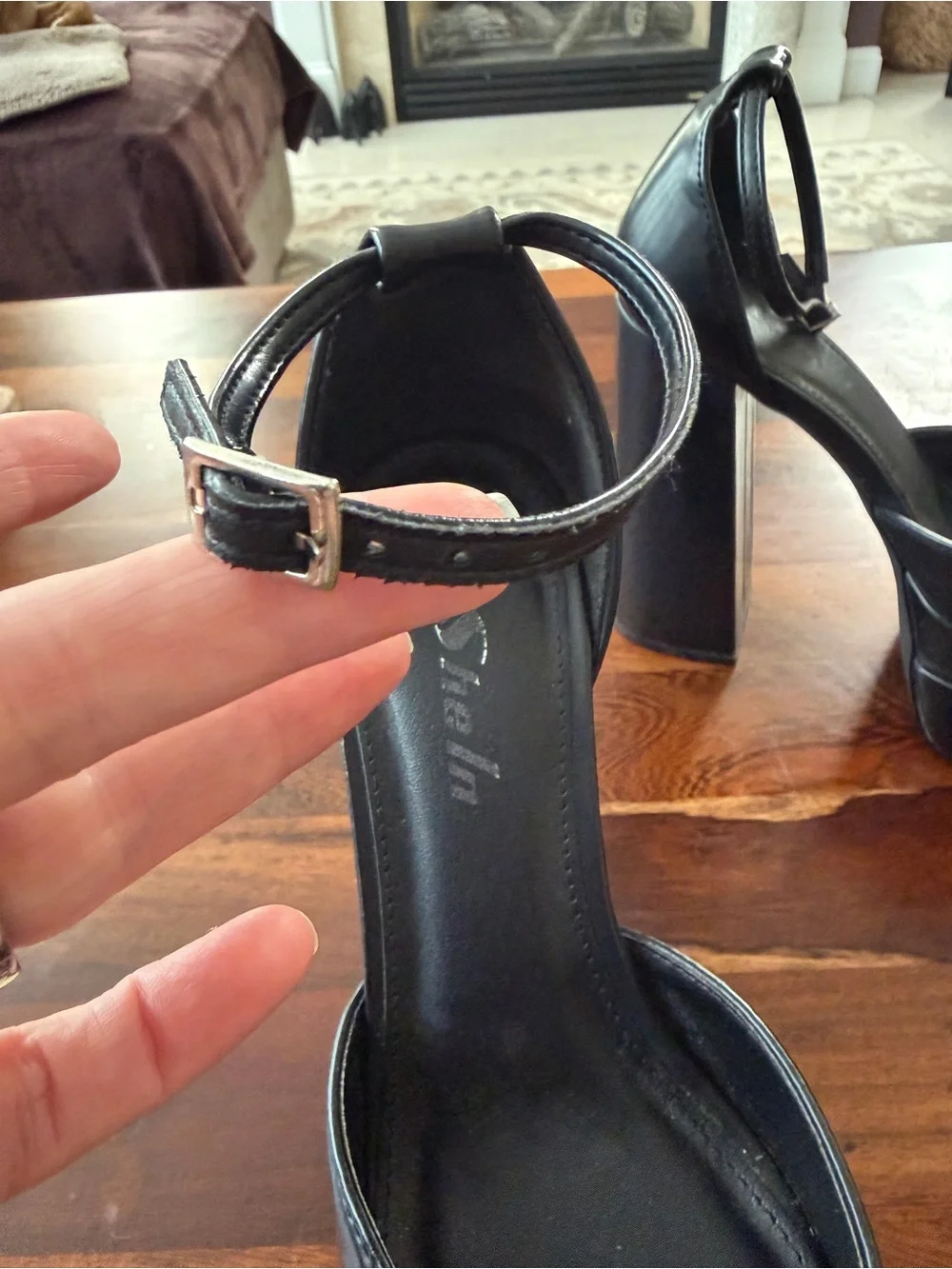 SHEIN Black Platform Mary Jane Heels with Ankle Strap